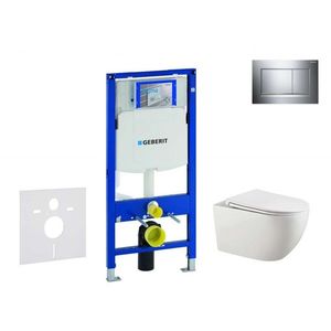 GEBERIT Duofix Set předstěnové instalace, klozetu Gaia a sedátka softclose, tlačítko Sigma30, chrom/chrom mat SANI11CA1133 obraz