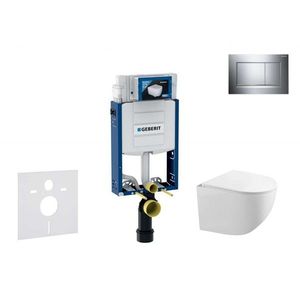 GEBERIT Kombifix Set předstěnové instalace, klozetu Gaia a sedátka softclose, tlačítko Sigma30, chrom/chrom mat SANI15CA1119 obraz