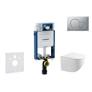 GEBERIT Kombifix Set předstěnové instalace, klozetu Gaia a sedátka softclose, tlačítko Sigma01, lakovaný matný chrom SANI15CA1121 obraz