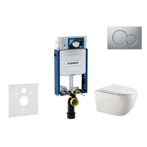 GEBERIT Kombifix Set předstěnové instalace, klozetu Gaia a sedátka softclose, tlačítko Sigma01, lakovaný matný chrom SANI15CA1125 obraz