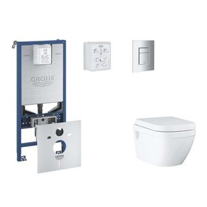 GROHE Rapid SLX Set předstěnové instalace, klozetu, sedátka SoftClose a tlačítka Skate Cosmopolitan, matný chrom SANI11BB2108 obraz