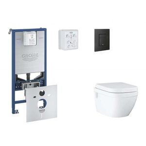 GROHE Rapid SLX Set předstěnové instalace, klozetu, sedátka SoftClose a tlačítka Even, phantom black SANI11BB5107 obraz