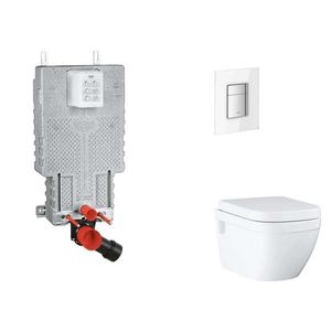 GROHE Uniset Set předstěnové instalace, klozetu, sedátka SoftClose a tlačítka Skate Cosmopolitan, Moon White SANI15BB3111 obraz