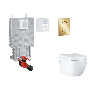 GROHE Uniset Set předstěnové instalace, klozetu, sedátka SoftClose a tlačítka Arena Cosmopolitan S, Cool Sunrise SANI15BB4115 obraz