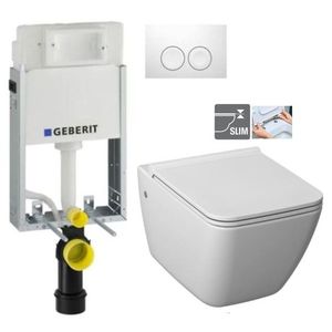 GEBERIT KOMBIFIXBasic vč. bílého tlačítka DELTA 21 + WC JIKA PURE + SEDÁTKO DURAPLAST 110.100.00.1 21BI PU1 obraz