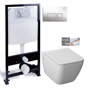 PRIM předstěnový instalační systém s chromovým tlačítkem 20/0041 + WC JIKA PURE + SEDÁTKO DURAPLAST PRIM_20/0026 41 PU1 obraz