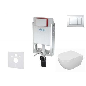Kielle Genesis Set předstěnové instalace, klozetu Oudee, sedátka softclose a tlačítka Gemini III, lesklý chrom 30505SZ62 obraz