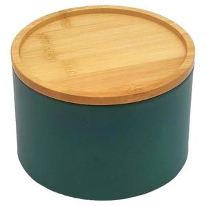 Dóza s bambusovým víkem dark green ø13x9 cm obraz