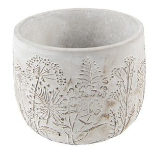 Šedý cementový obal na květináč s lučními květy Wildflowers M - Ø 18*14 cm 6TE0403M obraz