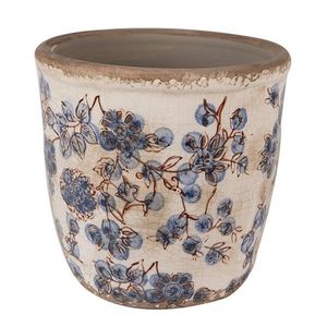 Keramický obal na květináč s modrými květy Blusia M - Ø 14*14 cm 6CE1619M obraz