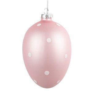 Růžové závěsné skleněné vajíčko s puntíky Egg Dots - Ø 8*12 cm 6GL4468 obraz