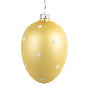 Žluté závěsné skleněné vajíčko s puntíky Egg Dots - Ø 8*12 cm 6GL4467 obraz