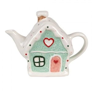 Zelená keramická konvička chaloupka Gingerbread Green - 21*10*15 cm / 600 ml 6CETE0143 obraz