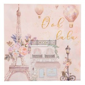 Růžové papírové ubrousky Oh La La Paris - 33*33 cm (20ks) 73072 obraz