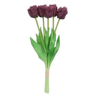 Kytice 5ks fialových realistických tulipánů Tulips Papagayo - 39 cm 613633 obraz