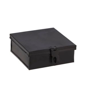 Černý antik kovový úložný box/ krabička Amber Doos - 12*12*5 cm 880815 obraz