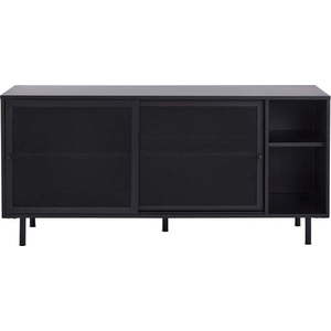 Černá kovová komoda s posuvnými dveřmi 160x75x46 cm Veep – Unique Furniture obraz