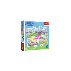 Puzzle 4v1 Peppa Pig/Prásátko Pepa Vzpomínka na prázdniny v krabici 28x28x6cm obraz