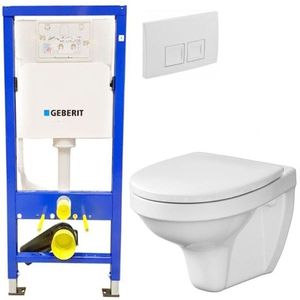 GEBERIT DuofixBasic s bílým tlačítkem DELTA50 + WC CERSANIT DELFI + SEDÁTKO 458.103.00.1 50BI DE1 obraz