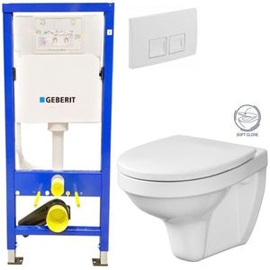 GEBERIT DuofixBasic s bílým tlačítkem DELTA50 + WC CERSANIT DELFI + SOFT SEDÁTKO 458.103.00.1 50BI DE2 obraz