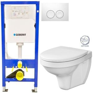 GEBERIT DuofixBasic s bílým tlačítkem DELTA21 + WC CERSANIT DELFI + SOFT SEDÁTKO 458.103.00.1 21BI DE2 obraz