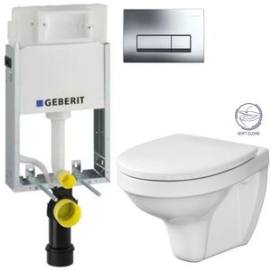 GEBERIT KOMBIFIXBasic vč. chromového tlačítka DELTA 51 + WC CERSANIT DELFI + SOFT SEDÁTKO 110.100.00.1 51CR DE2 obraz