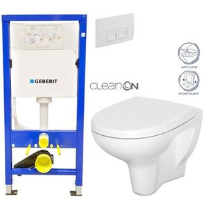 GEBERIT DuofixBasic s bílým tlačítkem DELTA50 + WC CERSANIT ARTECO CLEANON + SEDÁTKO 458.103.00.1 50BI AT1 obraz