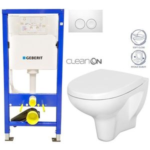 GEBERIT DuofixBasic s bílým tlačítkem DELTA21 + WC CERSANIT ARTECO CLEANON + SEDÁTKO 458.103.00.1 21BI AT1 obraz