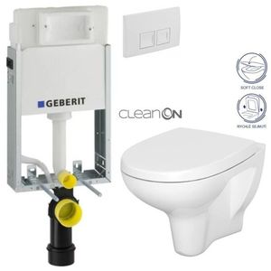 GEBERIT KOMBIFIXBasic vč. bílého tlačítka DELTA 50 + WC CERSANIT ARTECO CLEANON + SEDÁTKO 110.100.00.1 50BI AT1 obraz