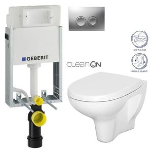 GEBERIT KOMBIFIXBasic vč. matného tlačítka DELTA 25 + WC CERSANIT ARTECO CLEANON + SEDÁTKO 110.100.00.1 21MA AT1 obraz