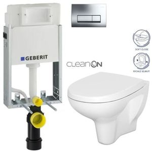 GEBERIT KOMBIFIXBasic vč. chromového tlačítka DELTA 51 + WC CERSANIT ARTECO CLEANON + SEDÁTKO 110.100.00.1 51CR AT1 obraz