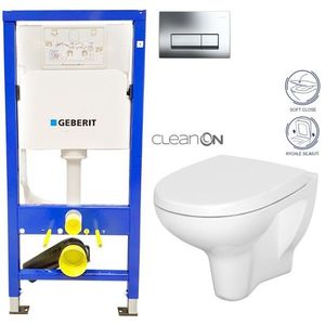 GEBERIT DuofixBasic s chromovým tlačítkem DELTA51 + WC CERSANIT ARTECO CLEANON + SEDÁTKO 458.103.00.1 51CR AT1 obraz