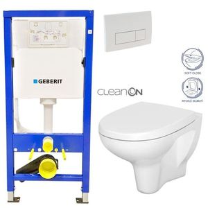 GEBERIT DuofixBasic s bílým tlačítkem DELTA51 + WC CERSANIT ARTECO CLEANON + SEDÁTKO 458.103.00.1 51BI AT1 obraz