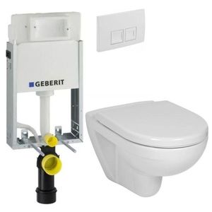 GEBERIT KOMBIFIXBasic vč. bílého tlačítka DELTA 50 + WC JIKA LYRA PLUS + SEDÁTKO DURAPLAST 110.100.00.1 50BI LY6 obraz