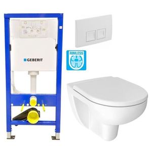 GEBERIT DuofixBasic s bílým tlačítkem DELTA50 + WC JIKA LYRA PLUS RIMLESS + SEDÁTKO DURAPLAST 458.103.00.1 50BI LY1 obraz