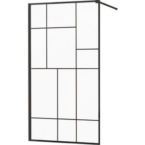 MEXEN/S KIOTO Sprchová zástěna WALK-IN 80x200 cm 8 mm, černá, černý vzor 2 800-080-101-70-78 obraz