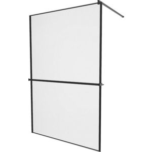 MEXEN/S KIOTO Sprchová zástěna WALK-IN s poličkou a držákem ručníků 100 x 200, transparent/černá 8 mm, černá 800-100-121-70-70 obraz