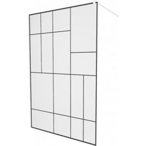 MEXEN/S KIOTO Sprchová zástěna WALK-IN 80 x 200, transparent/černý vzor 8 mm, bílá 800-080-101-20-78 obraz