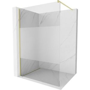 MEXEN/S Kioto Sprchová zástěna WALK-IN 100 x 200, transparent/dekor 8 mm, zlatá kartáčovaná 800-100-101-55-35 obraz