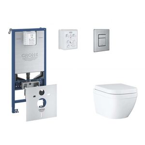 GROHE Rapid SLX Set předstěnové instalace, klozetu, sedátka SoftClose a tlačítka Skate Cosmopolitan, Triple Vortex, kartáčovaná nerezová ocel SANI11BB2106 obraz