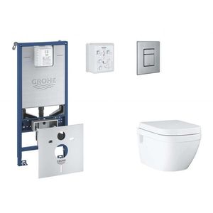 GROHE Rapid SLX Set předstěnové instalace, klozetu, sedátka SoftClose a tlačítka Skate Cosmopolitan, kartáčovaná nerezová ocel SANI11BB2109 obraz