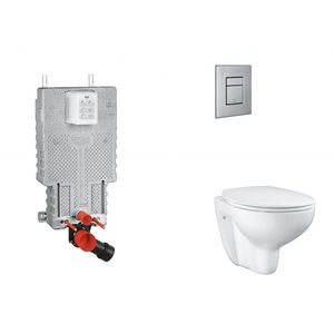 GROHE Uniset Set předstěnové instalace, klozetu, sedátka SoftClose a tlačítka Skate Cosmopolitan, kartáčovaná nerezová ocel SANI15BB2103 obraz