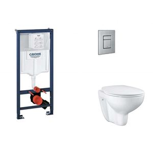 GROHE Rapid SL Set předstěnové instalace, klozetu, sedátka SoftClose a tlačítka Skate Cosmopolitan, kartáčovaná nerezová ocel SANI11BB2115 obraz