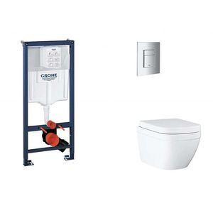 GROHE Rapid SL Set předstěnové instalace, klozetu, sedátka SoftClose a tlačítka Skate Cosmopolitan, Triple Vortex, chrom SANI11BB2116 obraz