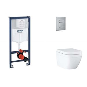 GROHE Rapid SL Set předstěnové instalace, klozetu, sedátka SoftClose a tlačítka Skate Cosmopolitan, Triple Vortex, kartáčovaná nerezová ocel SANI11BB2118 obraz