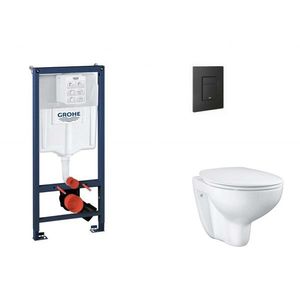 GROHE Rapid SL Set předstěnové instalace, klozetu, sedátka SoftClose a tlačítka Even, phantom black SANI11BB5113 obraz