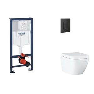 GROHE Rapid SL Set předstěnové instalace, klozetu, sedátka SoftClose a tlačítka Even, Triple Vortex, phantom black SANI11BB5116 obraz