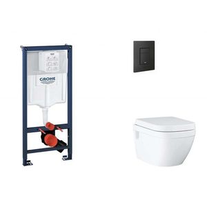 GROHE Rapid SL Set předstěnové instalace, klozetu, sedátka SoftClose a tlačítka Even, phantom black SANI11BB5119 obraz