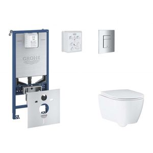 GROHE Rapid SLX Set předstěnové instalace, klozetu, sedátka SoftClose a tlačítka Skate Cosmopolitan, chrom SANI11BB2110 obraz