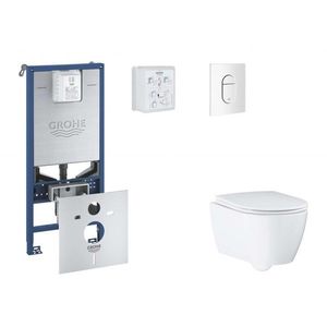 GROHE Rapid SLX Set předstěnové instalace, klozetu, sedátka SoftClose a tlačítka Arena Cosmopolitan, alpská bílá SANI11BB3114 obraz